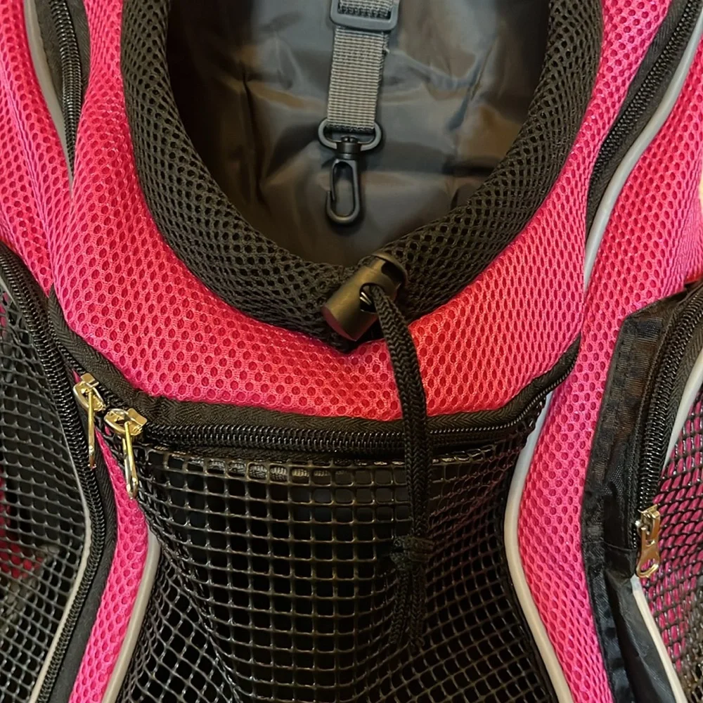Pet Carrier Backpack, Pet Front or Back Dog/Cat Carrier, Sz Medium Pink
